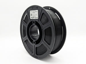 Standard PETG Black 1.75mm filament on a plastic spool